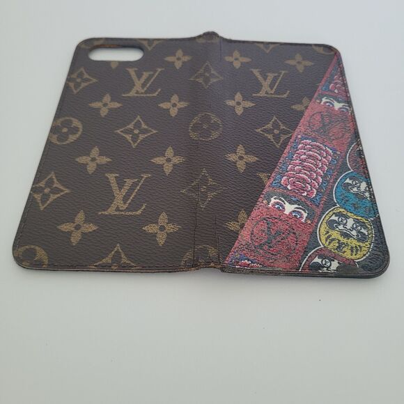 Authentic Louis Vuitton LV Monogram Folio iPhone 8+ Plus Case Brown Phone Case - Picture 7 of 12